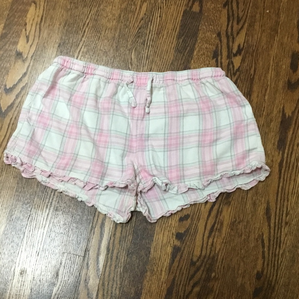 Women’s Pink Plaid Flannel Boxer Shorts